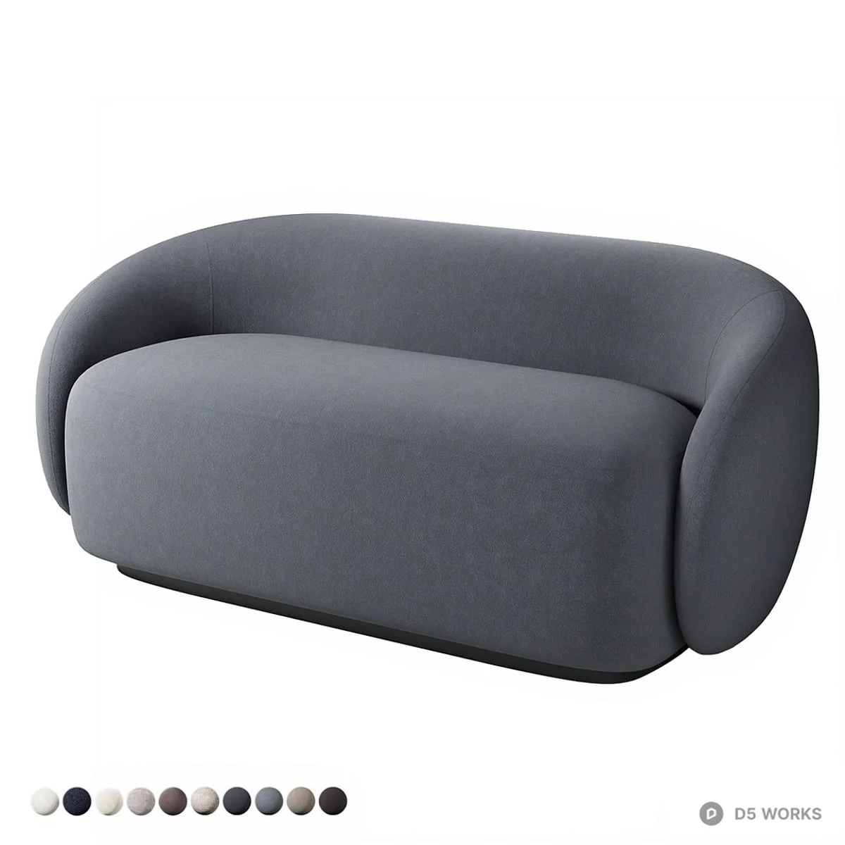 Curved Minimalist Three Seater Sofa 3d model - Image 1