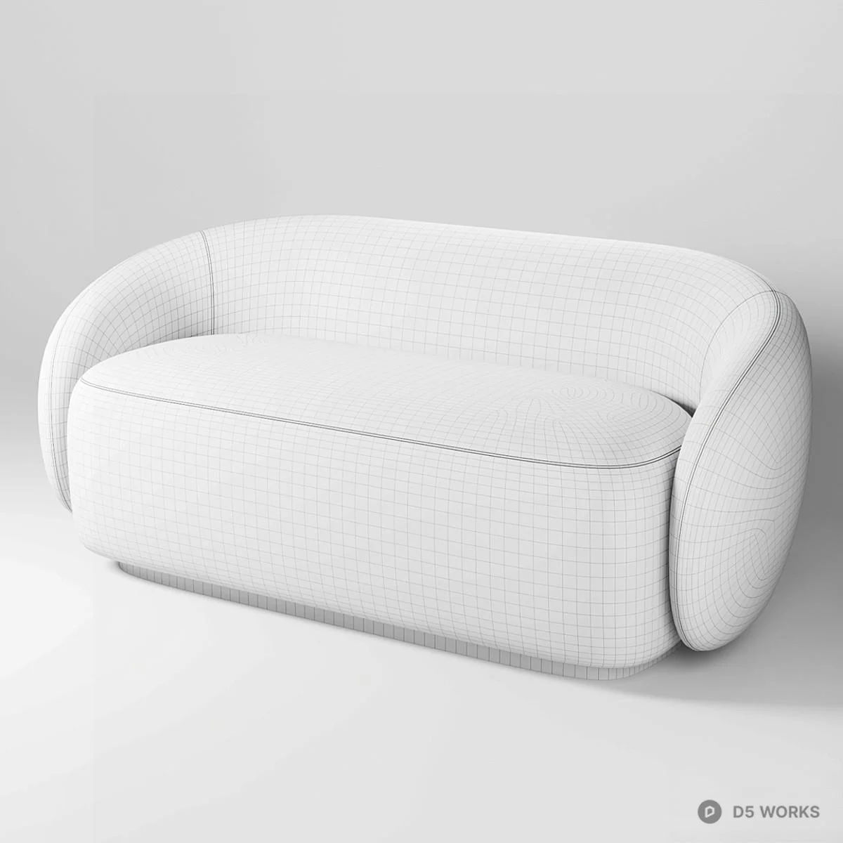 Curved Minimalist Three Seater Sofa 3d model thumbnail 4