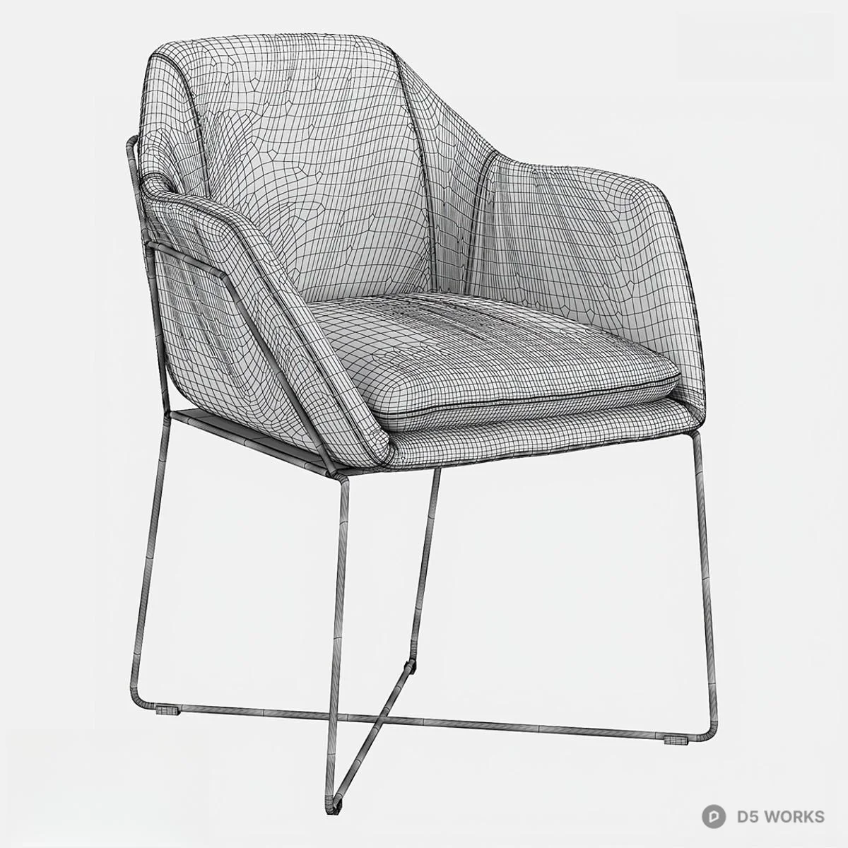 Minimalist Upholstered Armchair 3d model thumbnail 2
