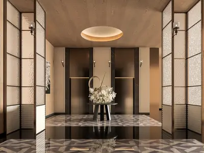 Modern Retro Hotel Corridor