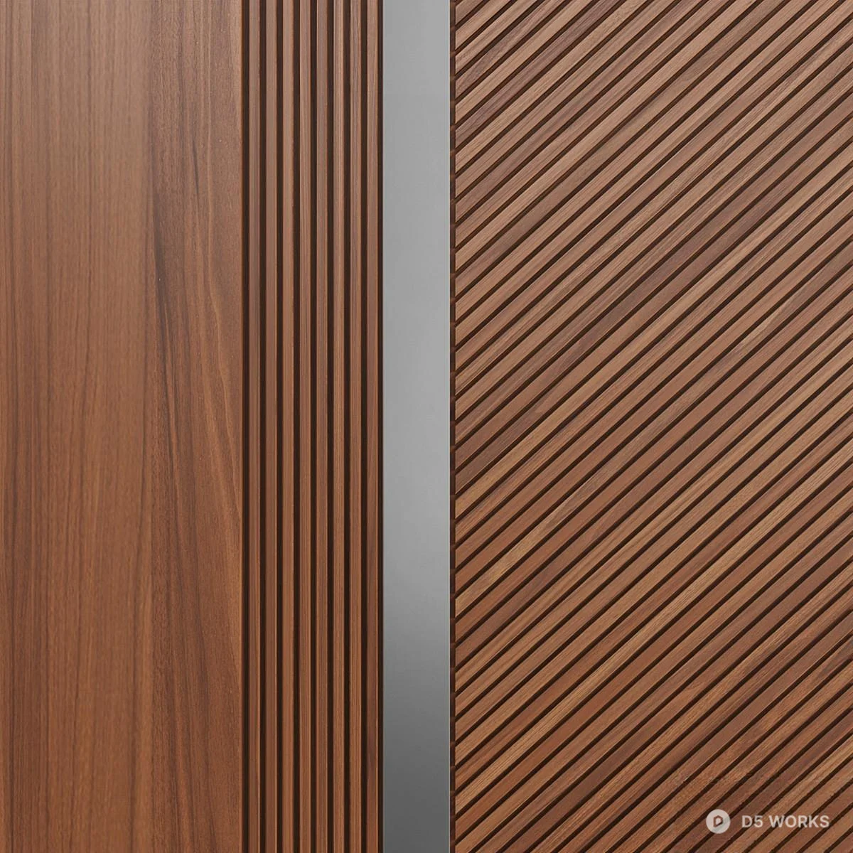 Wood Grain Herringbone Panel With Metal Strips 3d model thumbnail 2