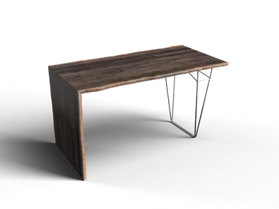 Minimalist Wood Desk With Metal Legs 3d model