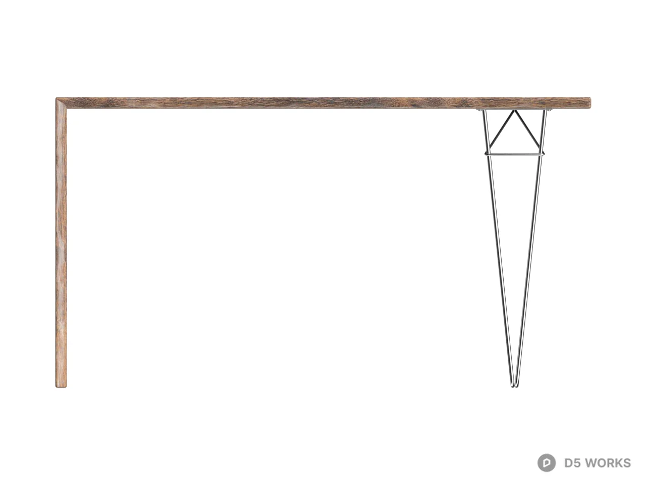 Minimalist Wood Desk With Metal Legs 3d model thumbnail 2