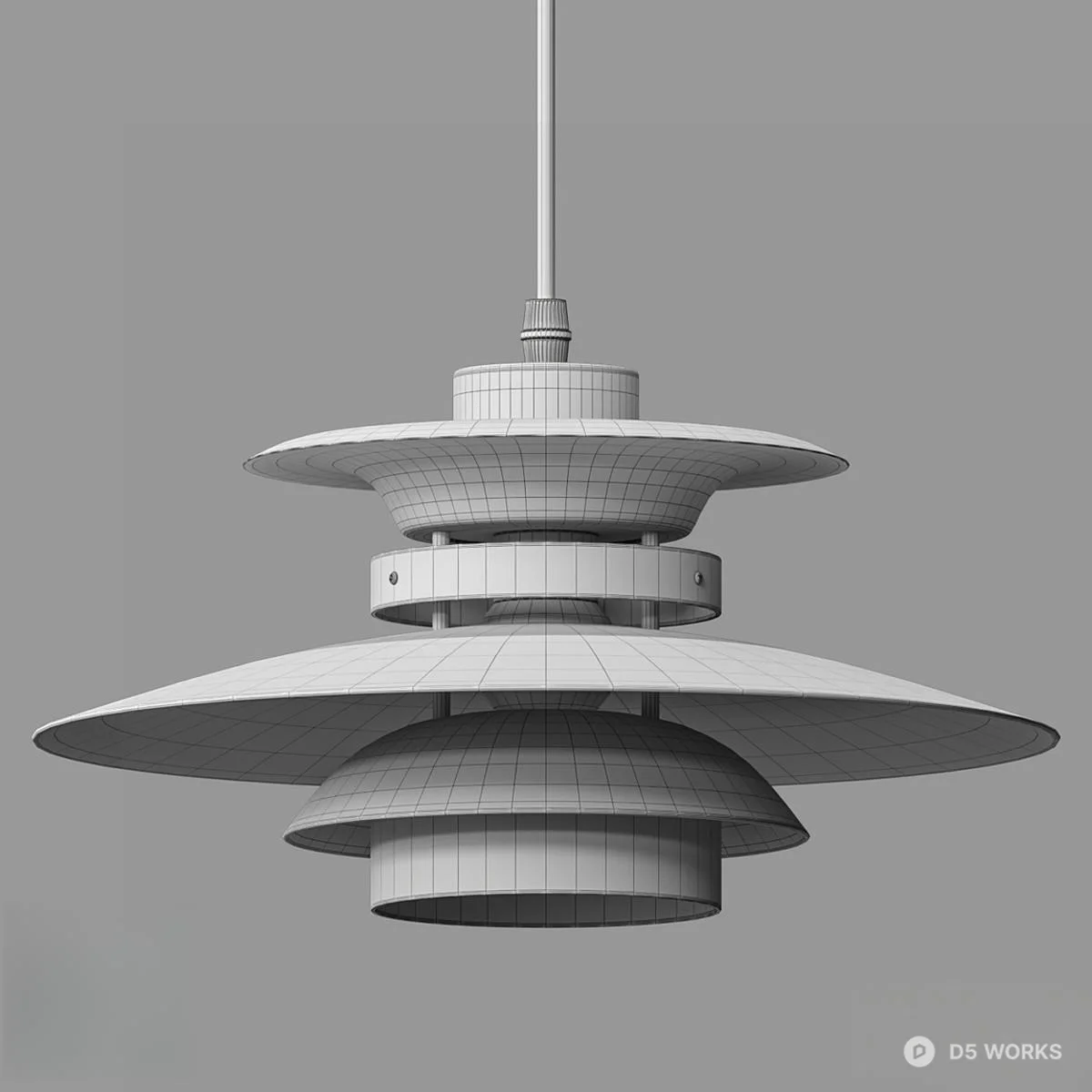 Mid Century Modern Layered Pendant Light 3d model thumbnail 2