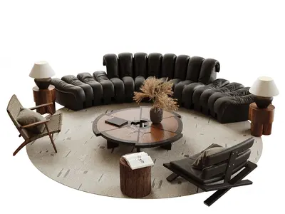 Mid-Century Modern Sofa & Side Table Set