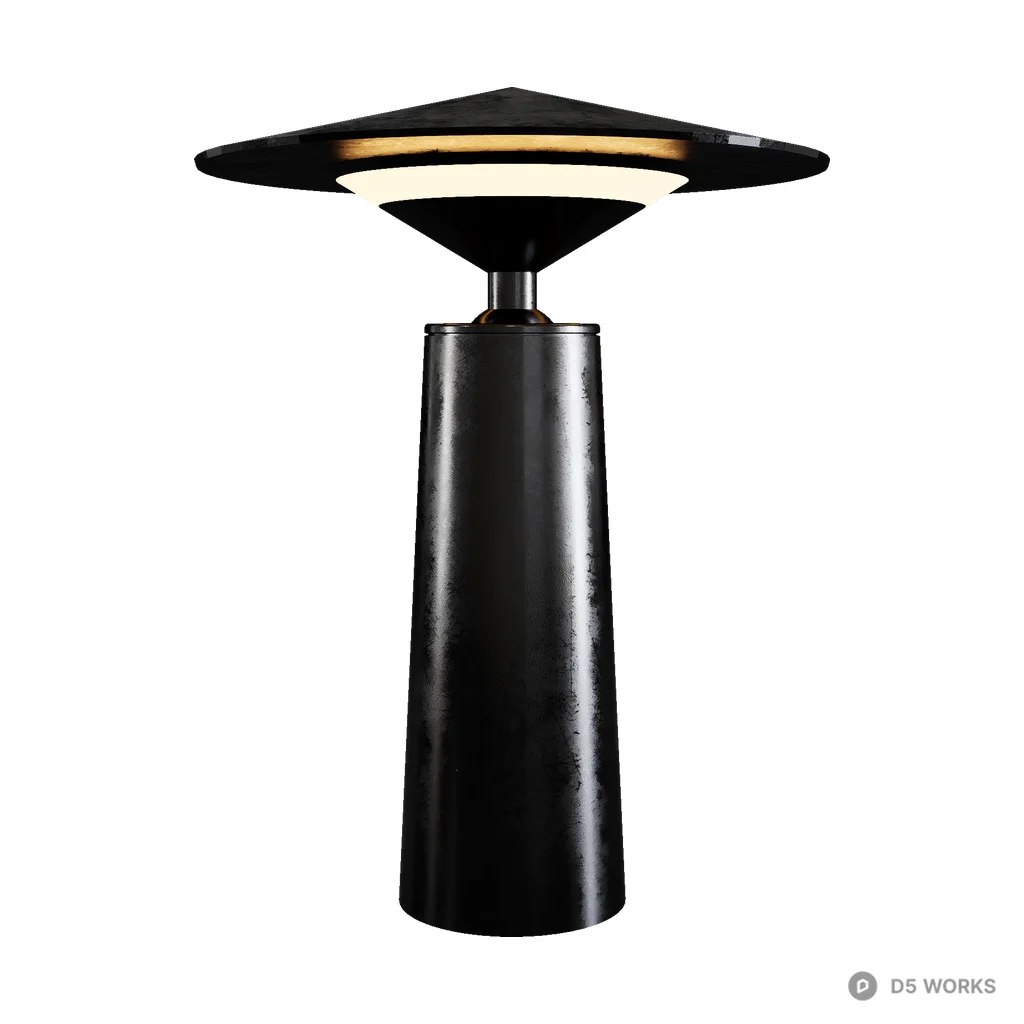 Black metal outdoor floor lamp 3d model - Image 1