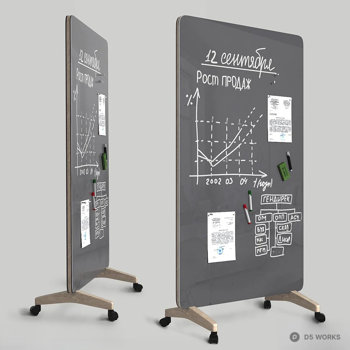 Mobile Writing Board With Graph And Notes 3d model - Image 1