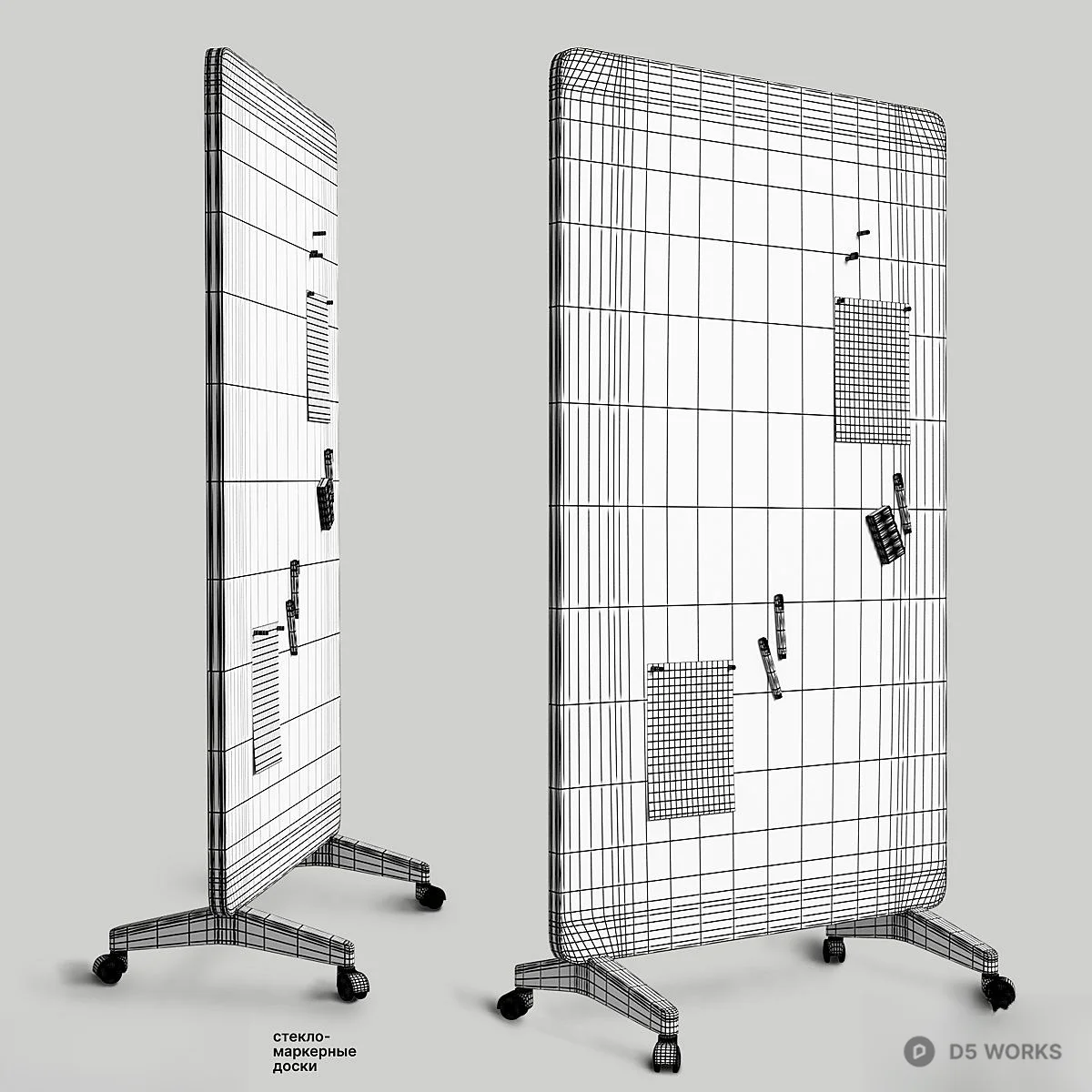 Mobile Writing Board With Graph And Notes 3d model thumbnail 2