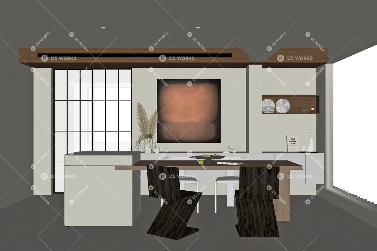 Contemporary Dining Room (Home) 3d model thumbnail 2