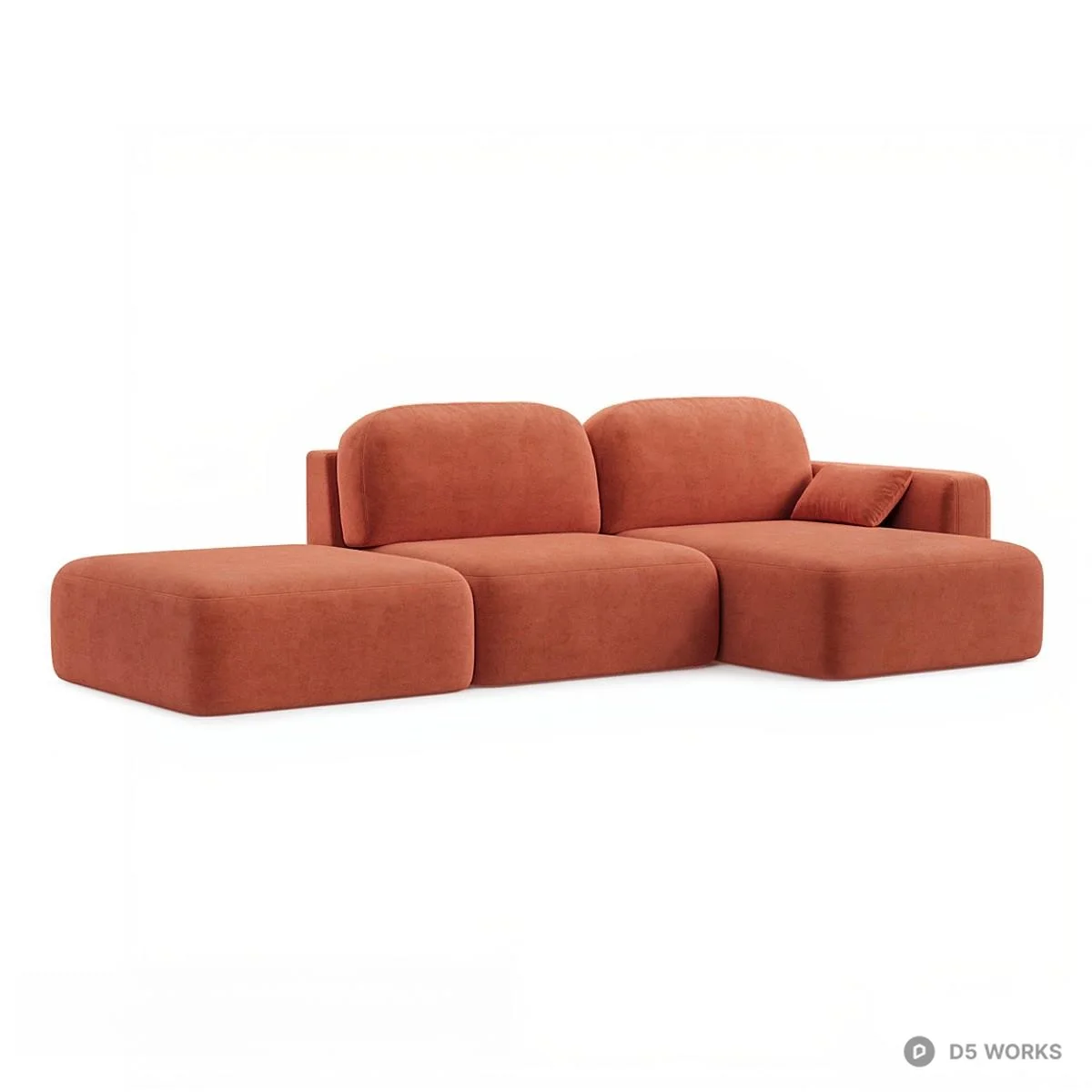 Modular Sectional Sofa In Terracotta Velvet 3d model thumbnail 2