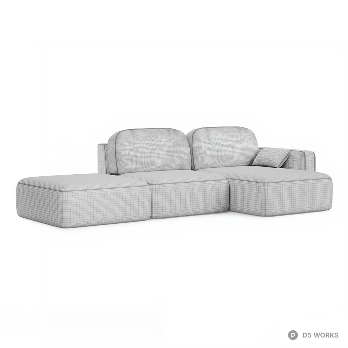Modular Sectional Sofa In Terracotta Velvet 3d model thumbnail 4