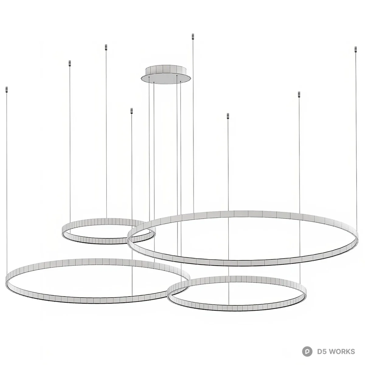 Minimalist Multi Ring Pendant Light 3d model thumbnail 2