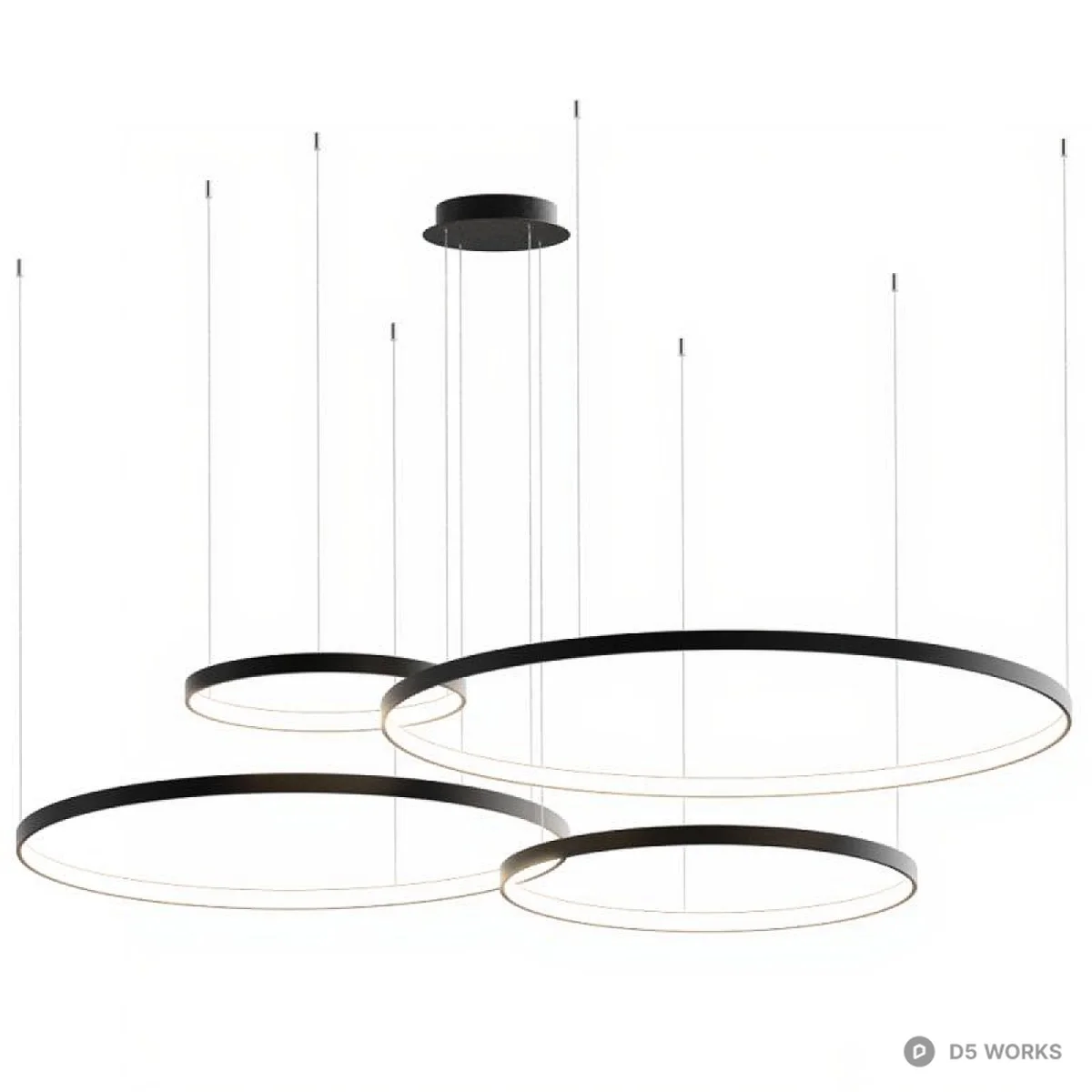 Minimalist Multi Ring Pendant Light 3d model - Image 1
