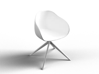 Minimalist White Shell Chair With Metal Base 3d model