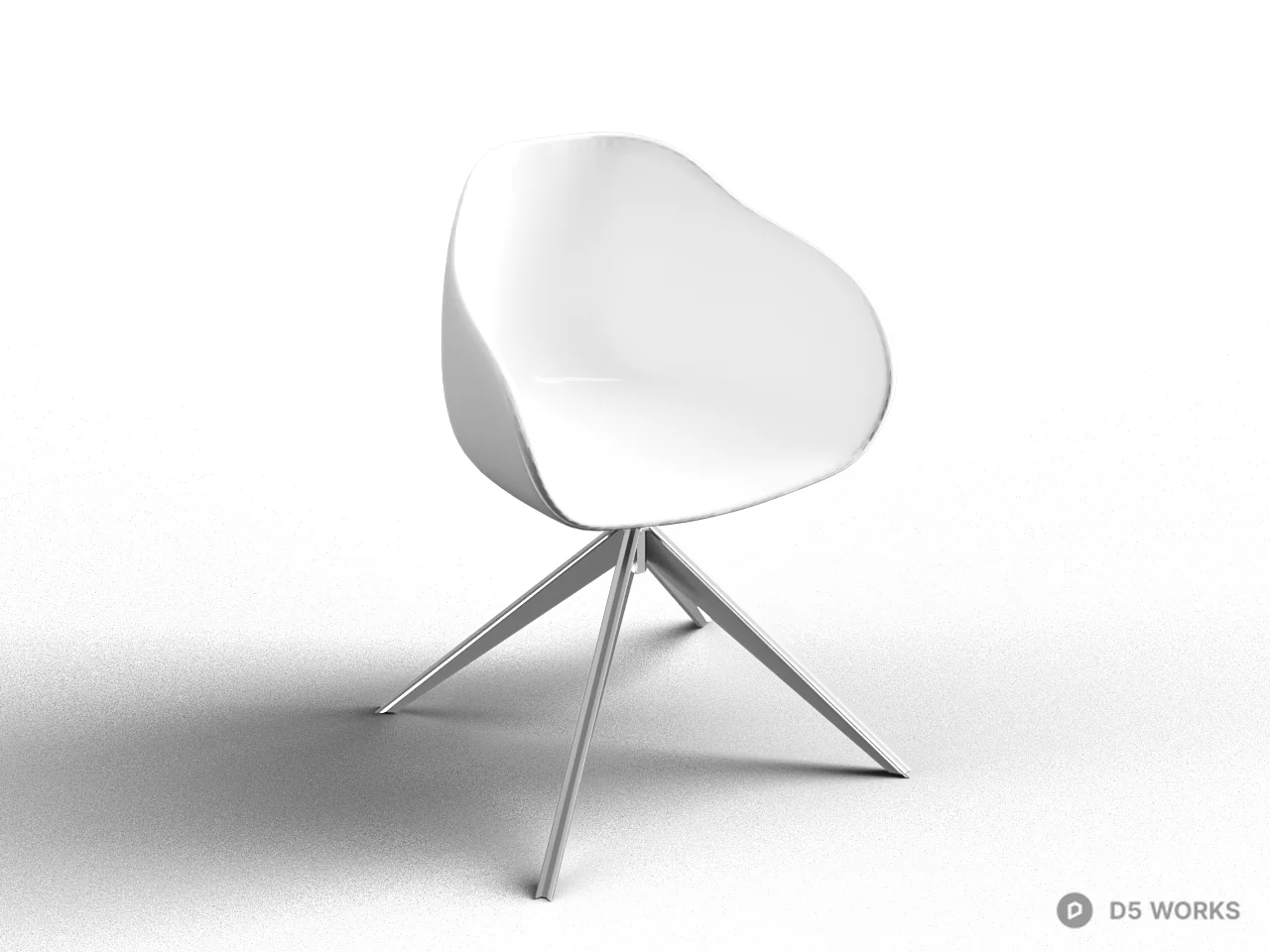 Minimalist White Shell Chair With Metal Base 3d model - Image 1