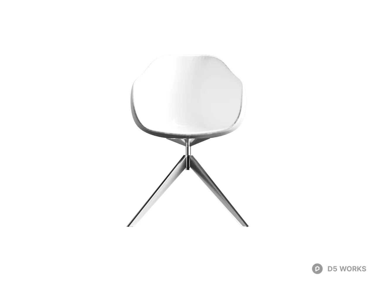 Minimalist White Shell Chair With Metal Base 3d model thumbnail 2