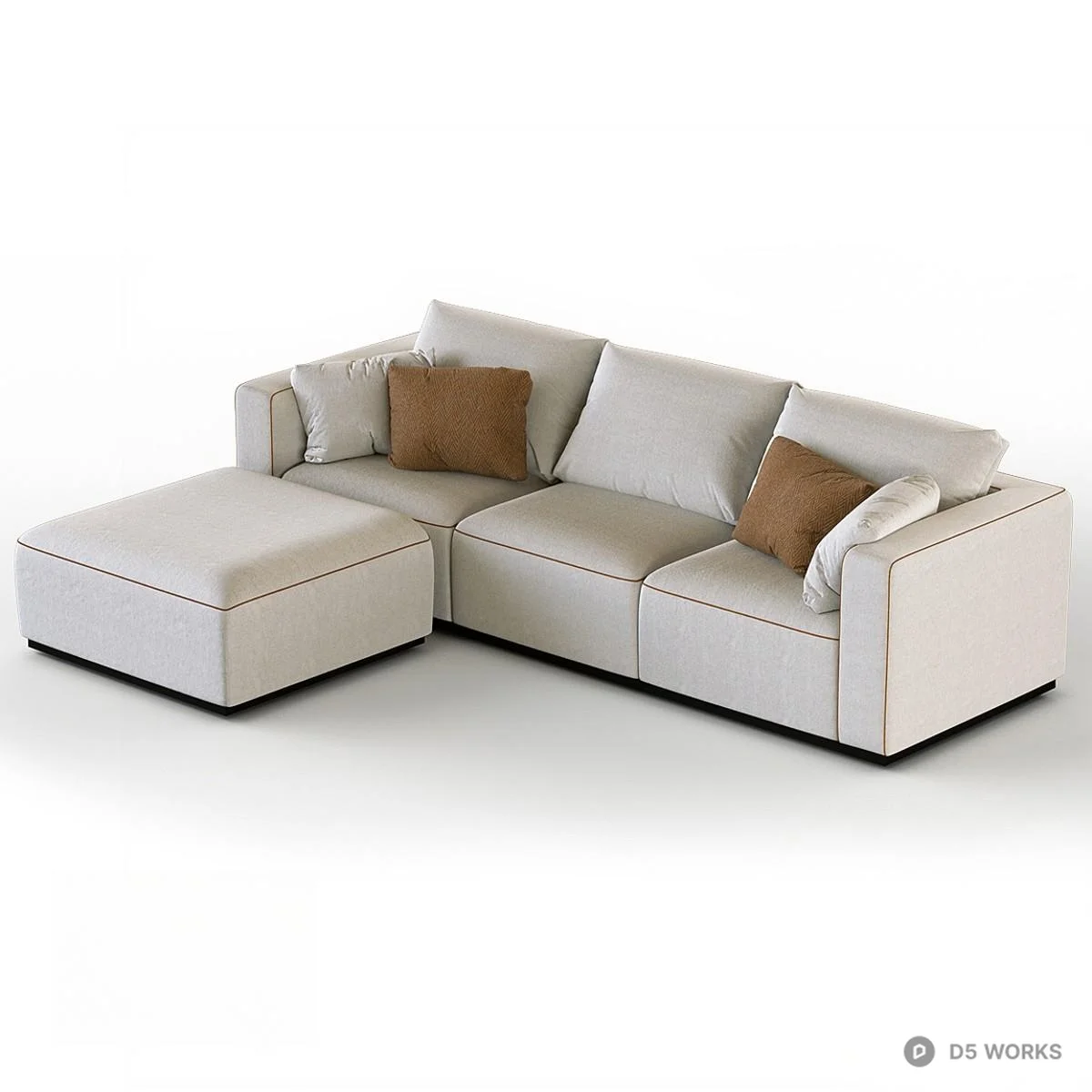 Modular Sectional Sofa With Chaise 3d model - Image 1