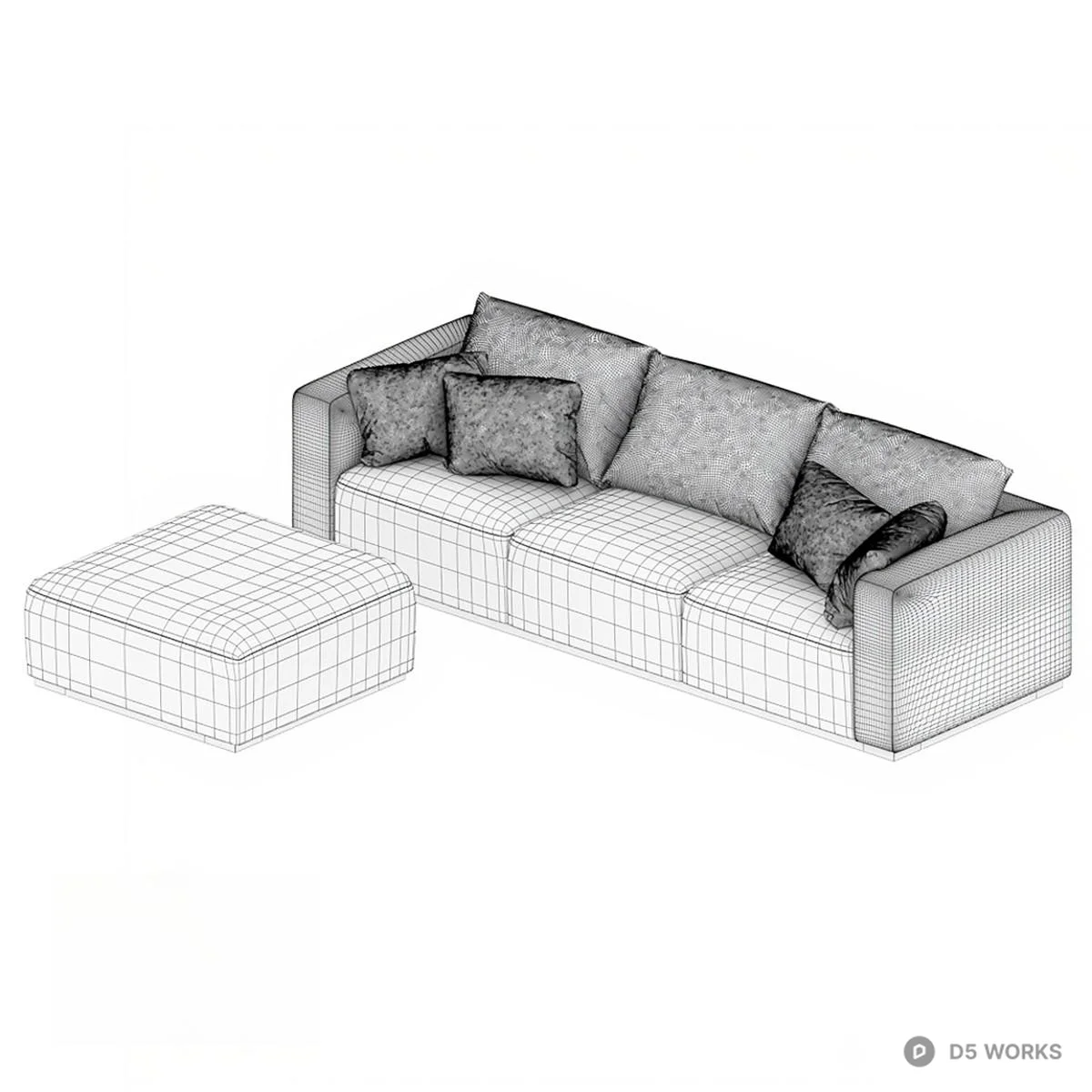 Modular Sectional Sofa With Chaise 3d model thumbnail 2