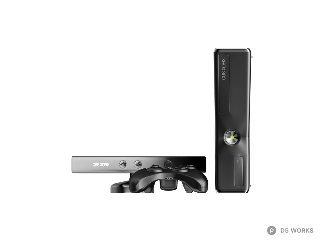 Gaming Console With Controller 3d model thumbnail 2