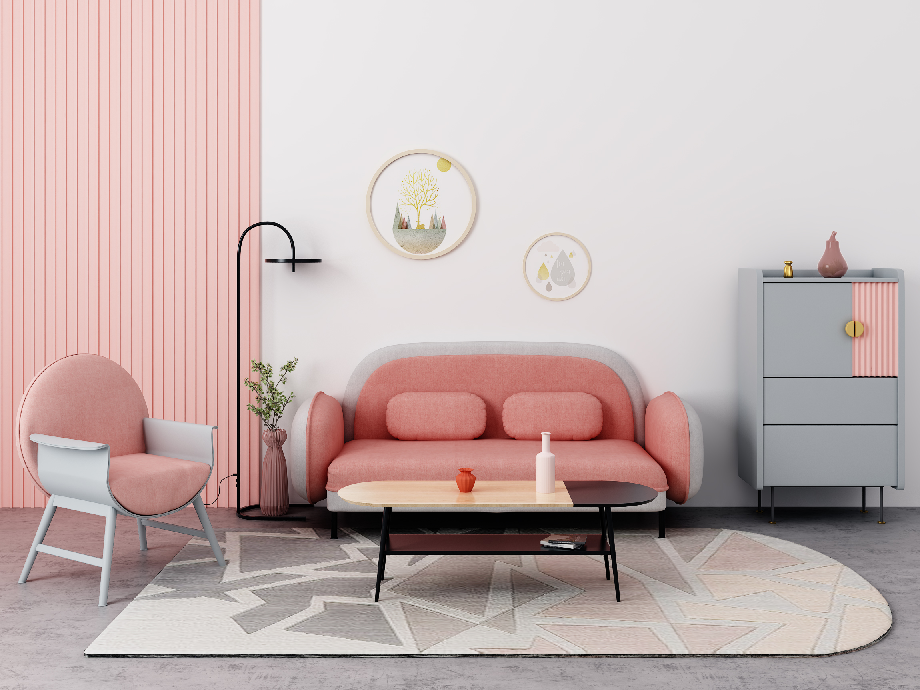 Scandinavian Sofa & Side Table Set