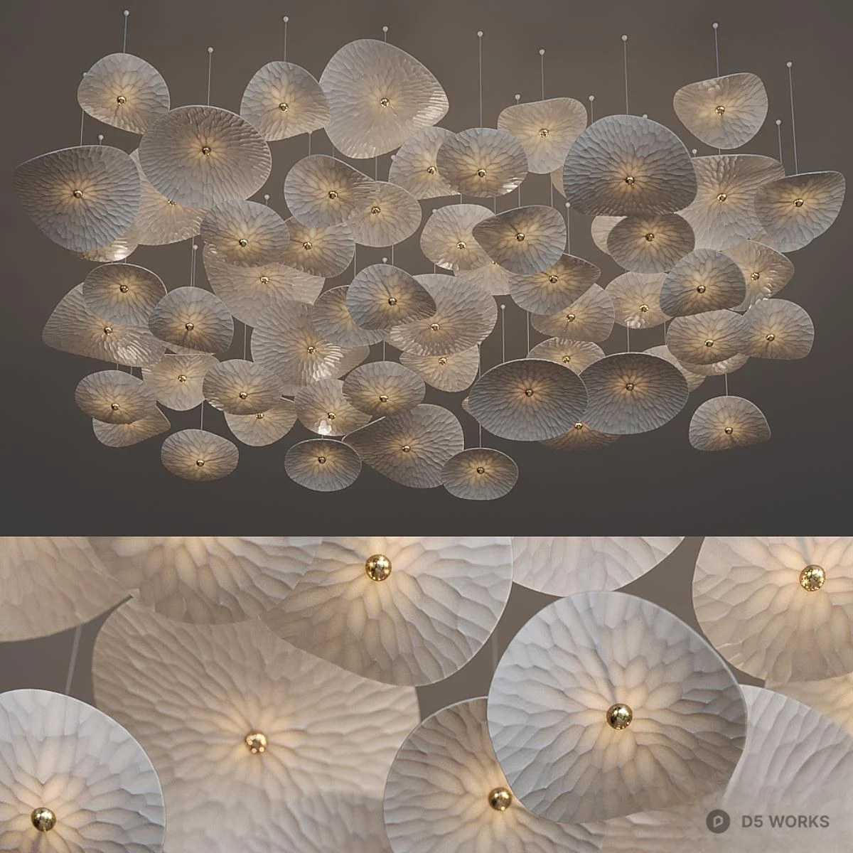Organic Petal Pendant Light 3d model thumbnail 2