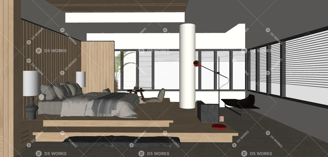 Modern Tatami Bedroom 3d model thumbnail 2