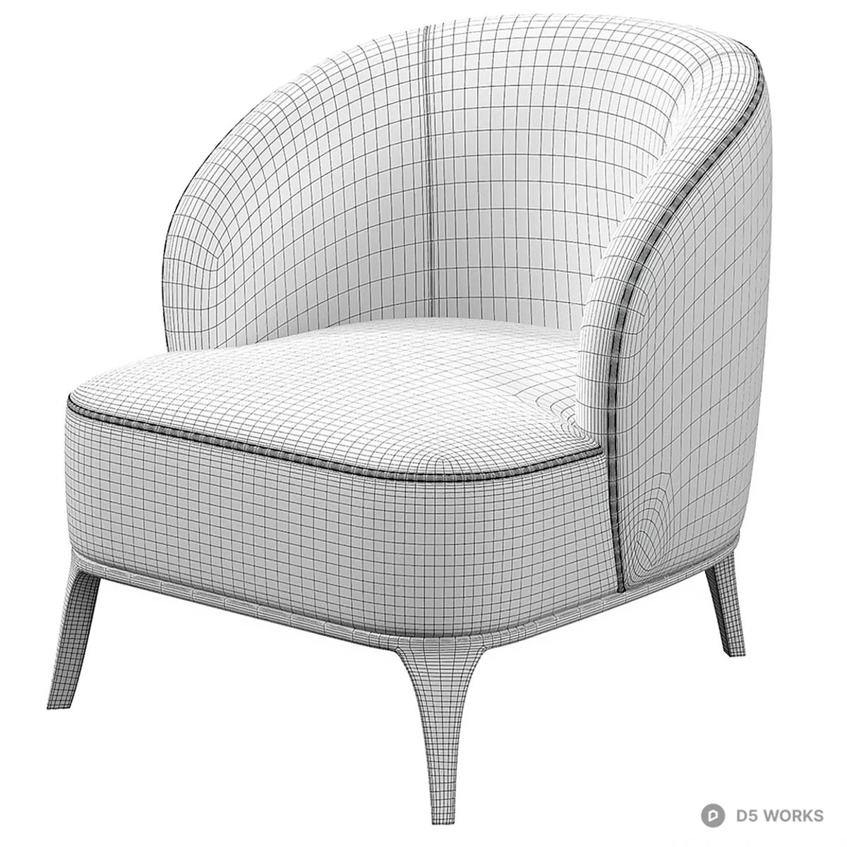 Modern Red Upholstered Armchair 3d model thumbnail 3