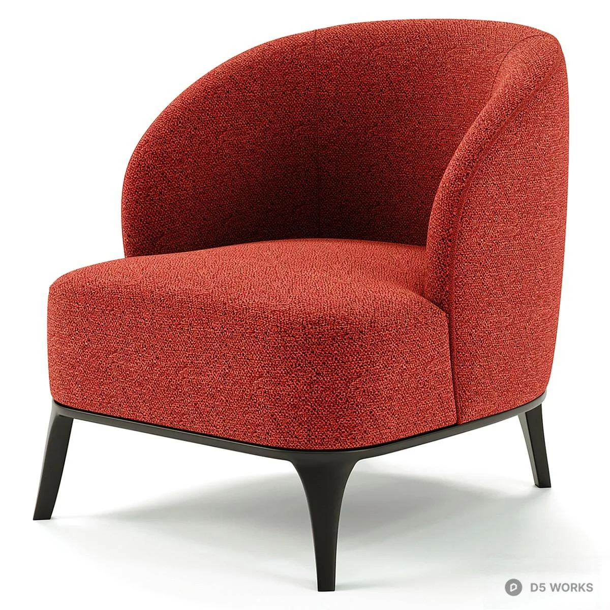 Modern Red Upholstered Armchair 3d model - Image 1