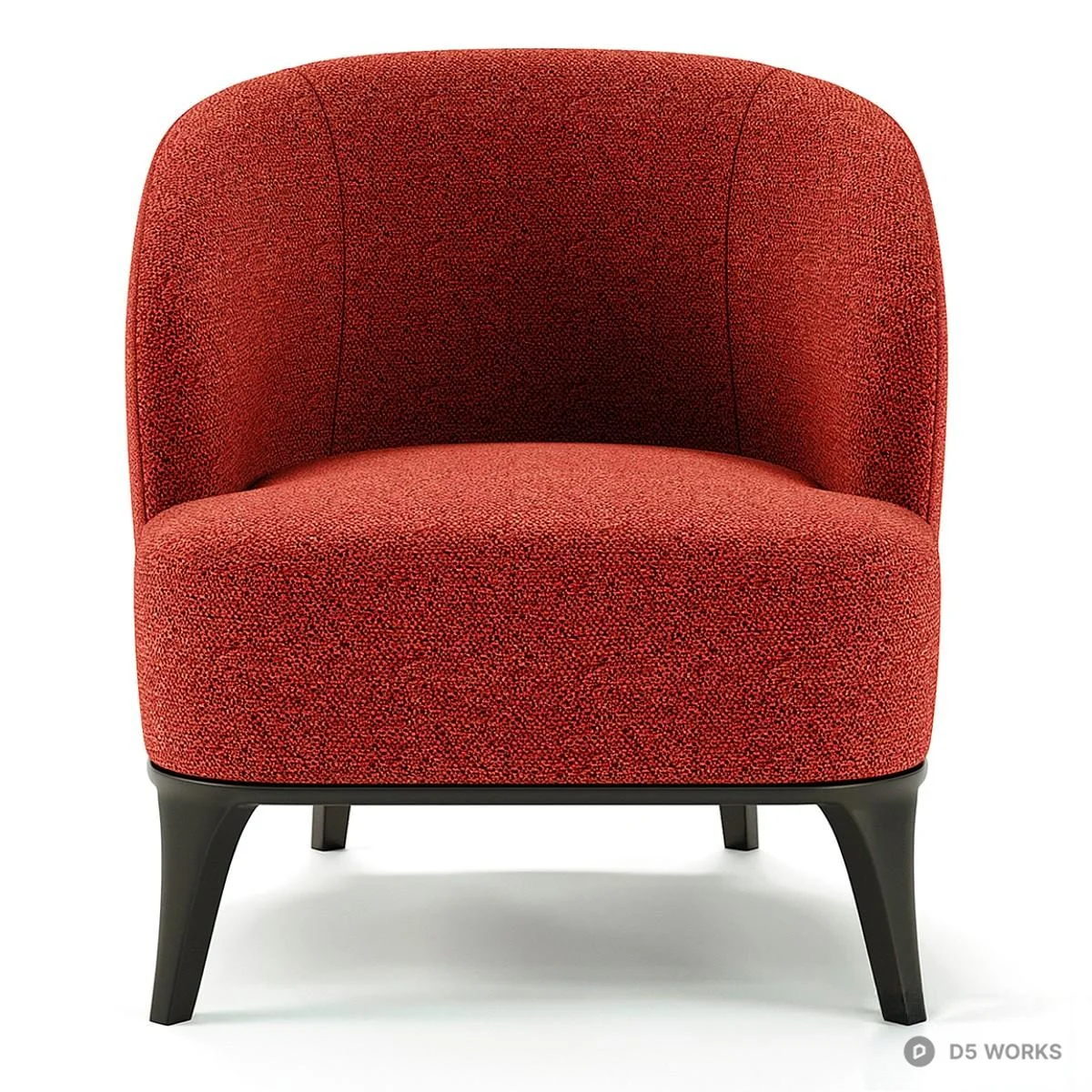 Modern Red Upholstered Armchair 3d model thumbnail 2