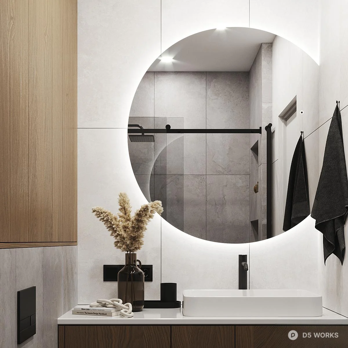 Round LED Mirror 3d model thumbnail 3